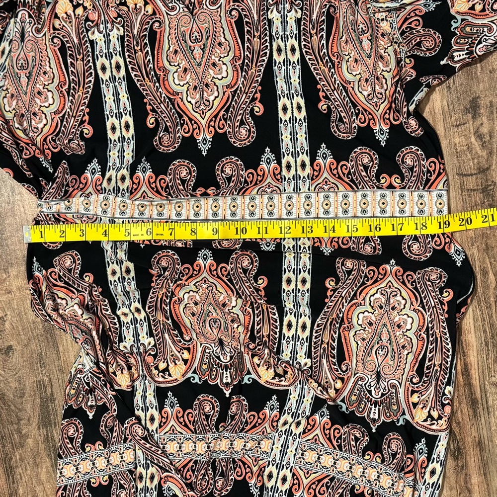 AUW Black Midi Dress with Peach Paisley Print - Picture 6 of 9